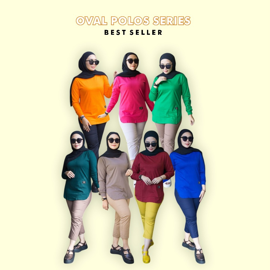 Best Seller Kaos Oval Polos Wanita - Kaos Oval Lengan Panjang - Kaos polos Model Oval Hijab Style Te