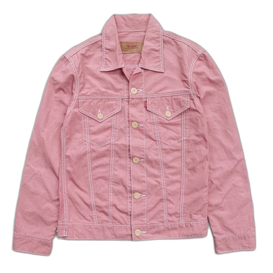 jaket LEVlS chambray denim trucker outer jacket salmon red japan