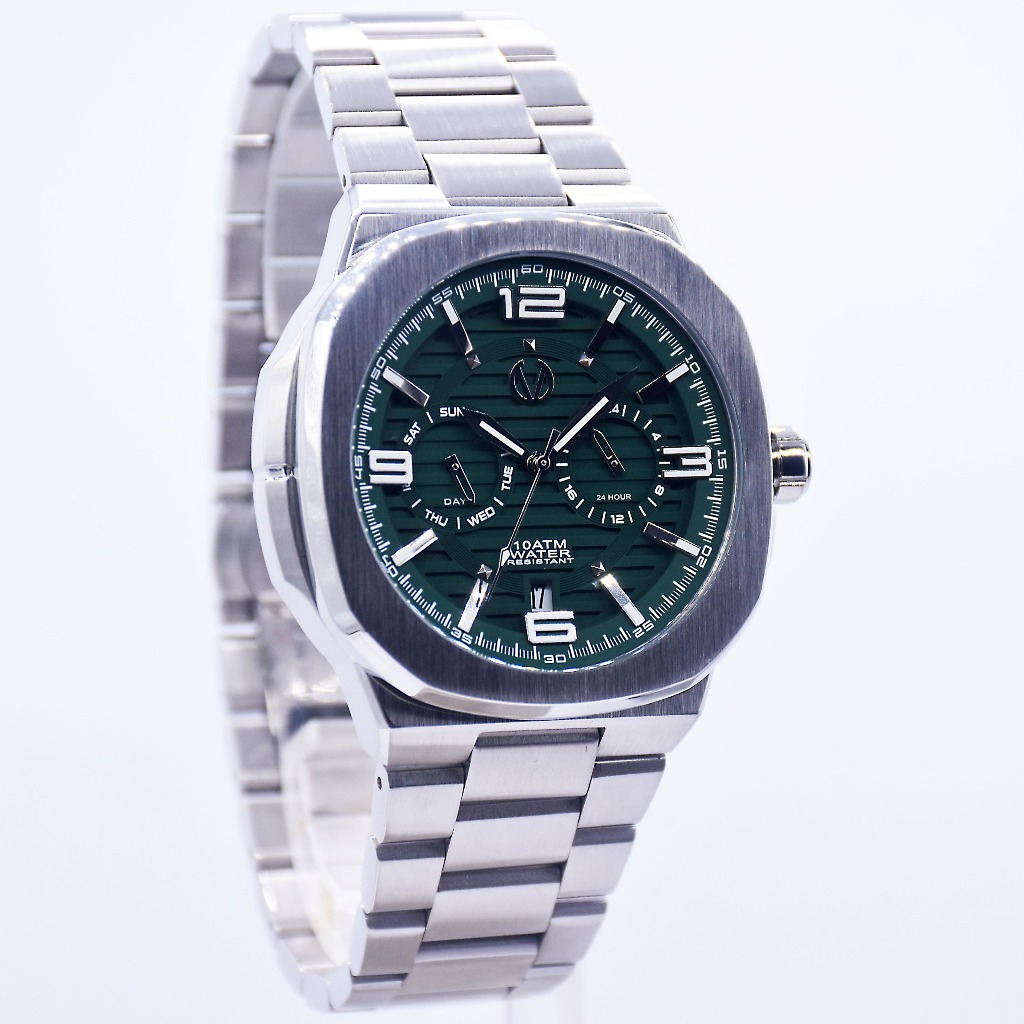 Promo 100% original jam pria Christ Verra CV 120592G-11 GRN D4,3cm silver green