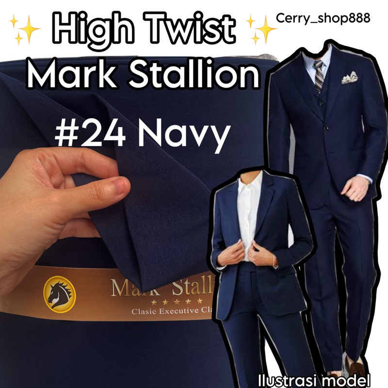 kain high twis hi twis mark stallion NAVY #24 dongker navy biru gelap kain jas kain blazer kain cela