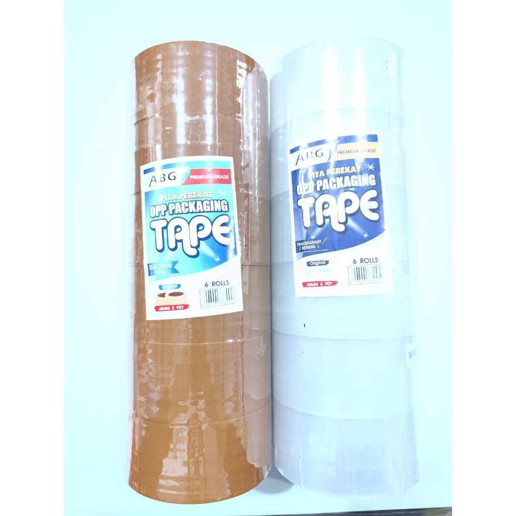 

SLOP OPP ABG 2' Transparant - Coklat - Lakban 2 Inch ABG Bening - Coklat / SLOP Isi 6 PCS - Lakban ABG 2 Inch 48MM X 90Yard