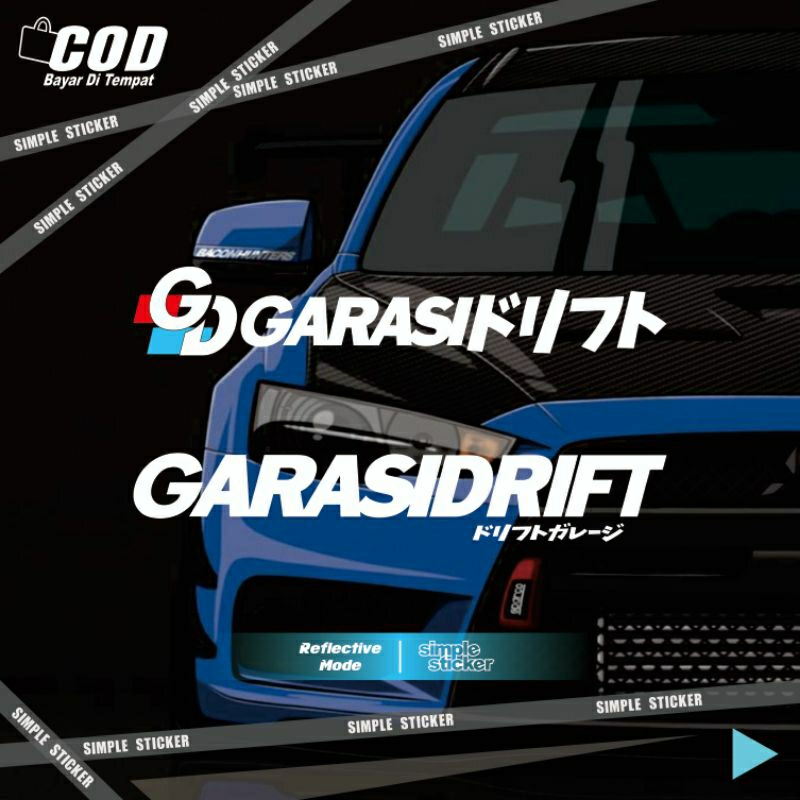 stiker GARASI DRIFT | sticker cutting kaca mobil | reflective menyala