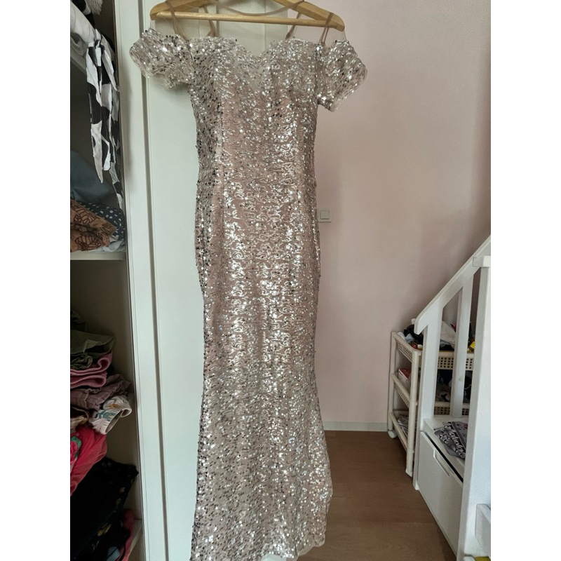 Gaun Sequin NEW Gold Mewah
