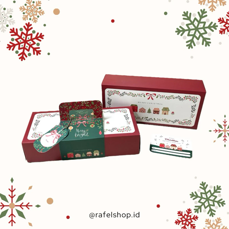 

5 Set Box Natal 22x10x5cm Tenteng Holly Christmas Box Hampers