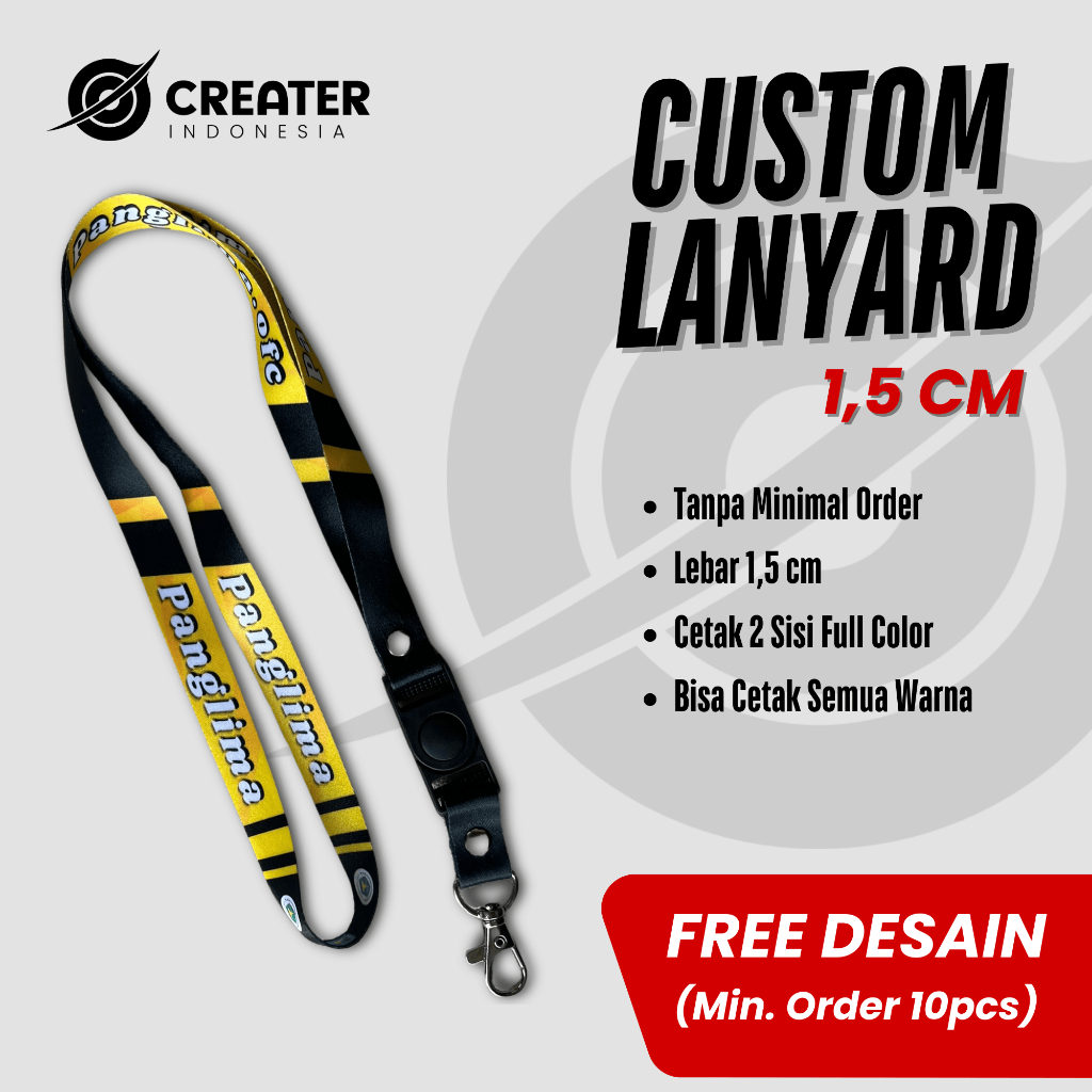 

tali id card / lanyard custom lebar 1,5CM Kualitas Dijamin Mantaap