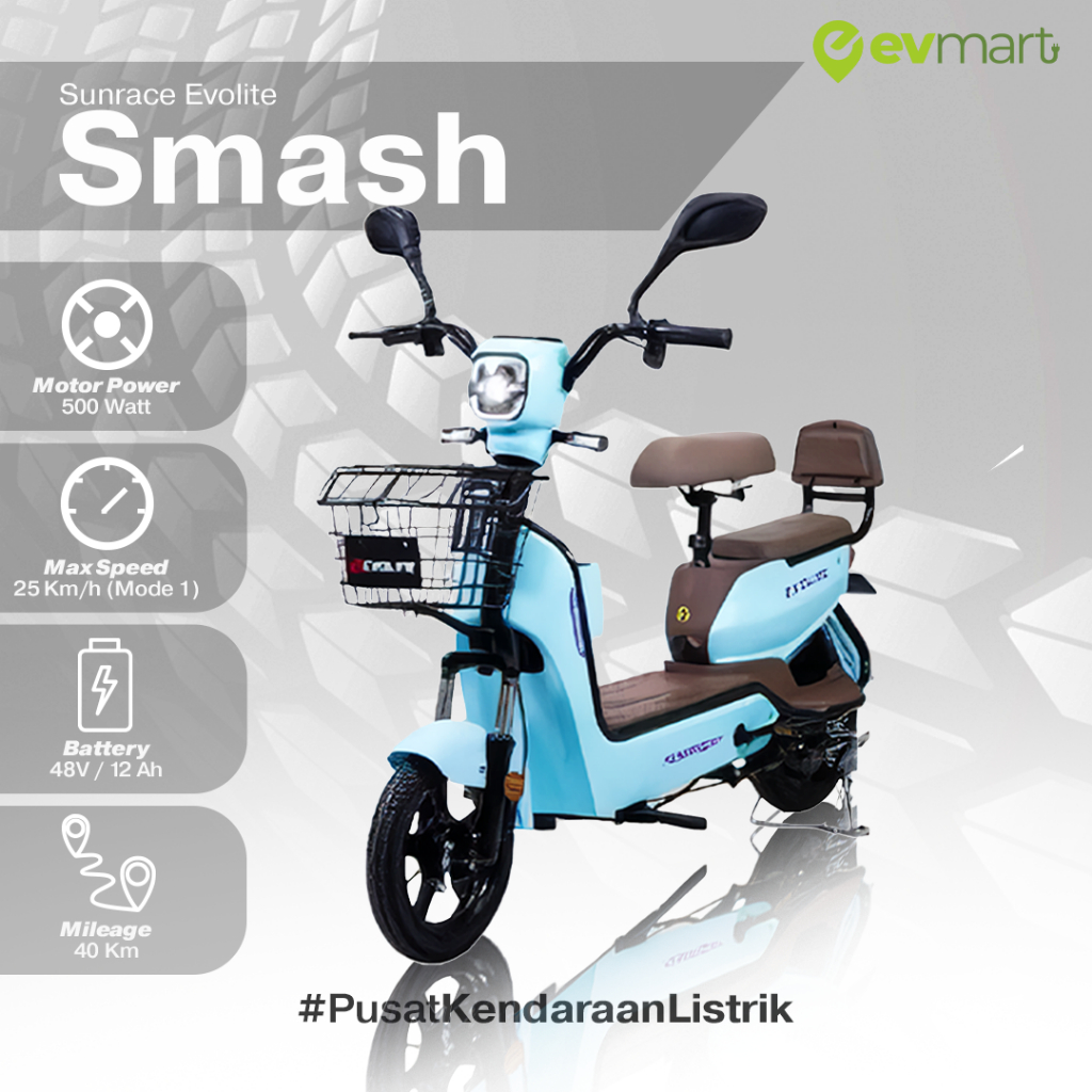 Sunrace EVOLITE SMASH - Sepeda Listrik Hemat Energi dengan Kapasitas 45 km