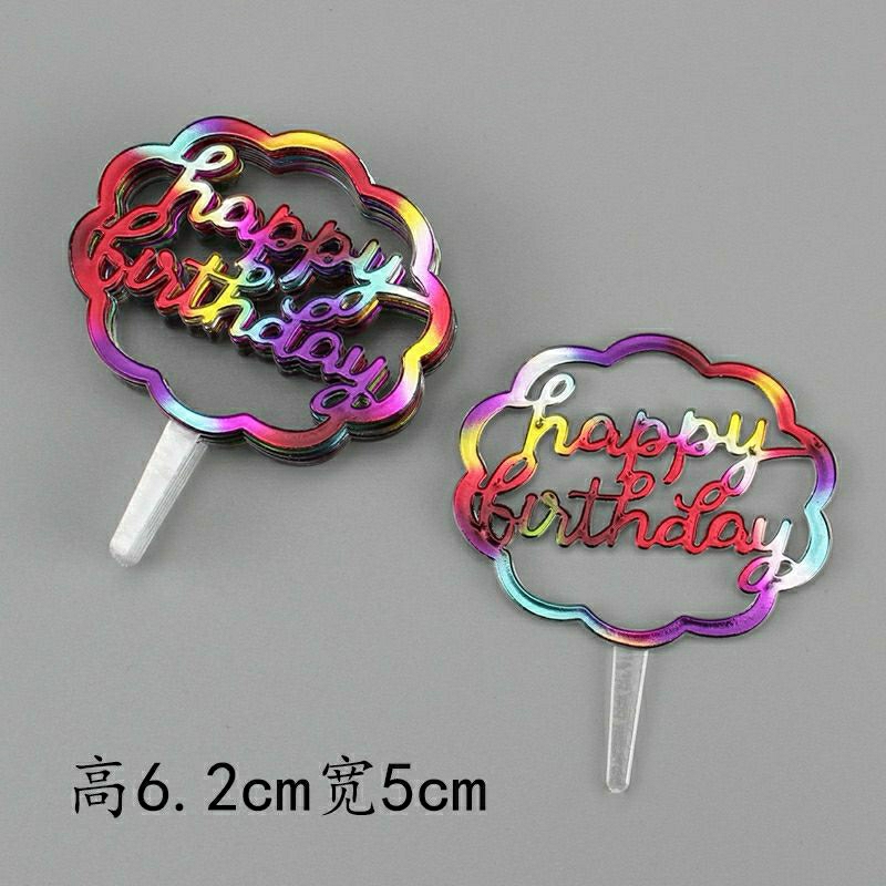 Cake topper happy birthday awan plastik mini kecil toper tusukan hiasan tancapan kue ulang tahun ult