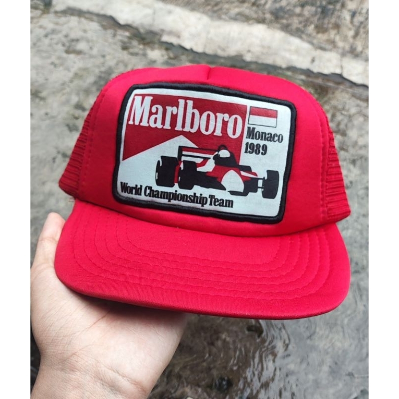 Topi Vintage Trucker hat vintage Marlboro patch besar