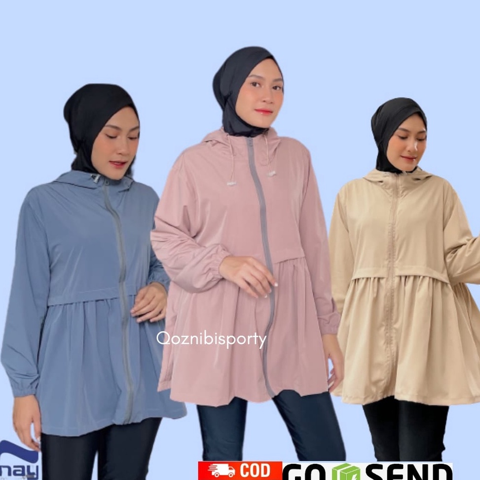 KODE R52V Jacket Jaket Parasut wanita Sport Olahraga Jogging Lari Waterproof Cewek Wanita Muslimah N