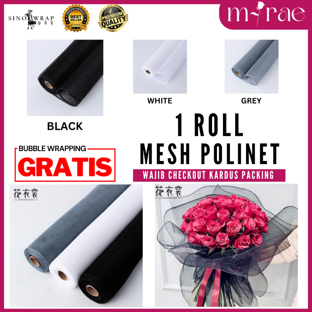 

KERTAS BUKET BUNGA CELLOPHANE MESH JARING POLYNET PREMIUM SINOWRAP FLOWER WRAPPING [1 ROLL]