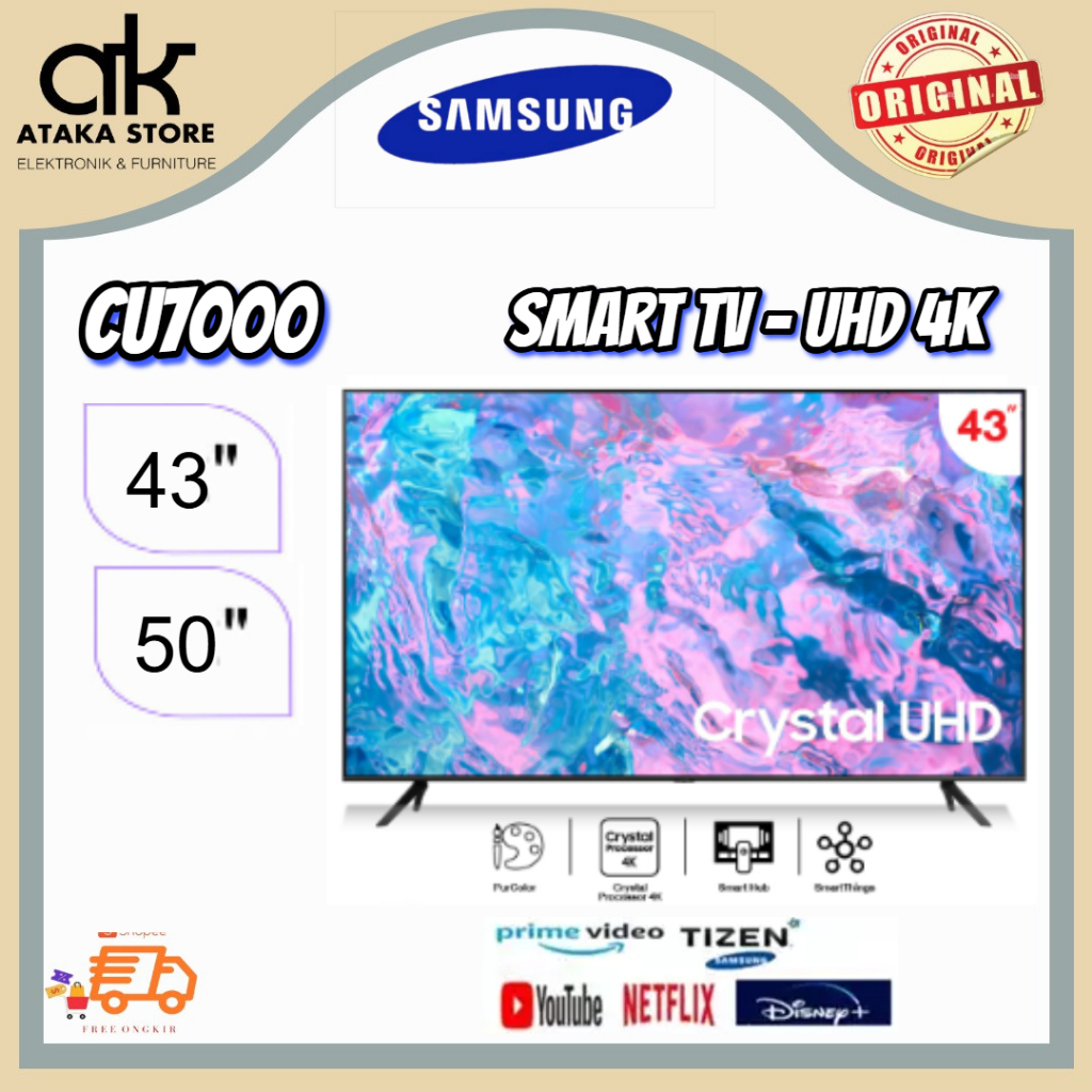 TV LED Samsung 43 INCH 43CU7000 / 50 INCH 50CU7000 LED Samsung Android TV Samsung Crystal UHD 4K