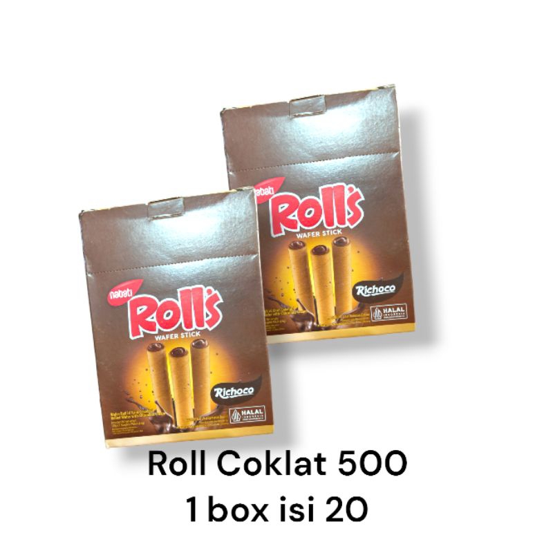 

(1 box isi 20) NABATI ROLLS COKLAT 500