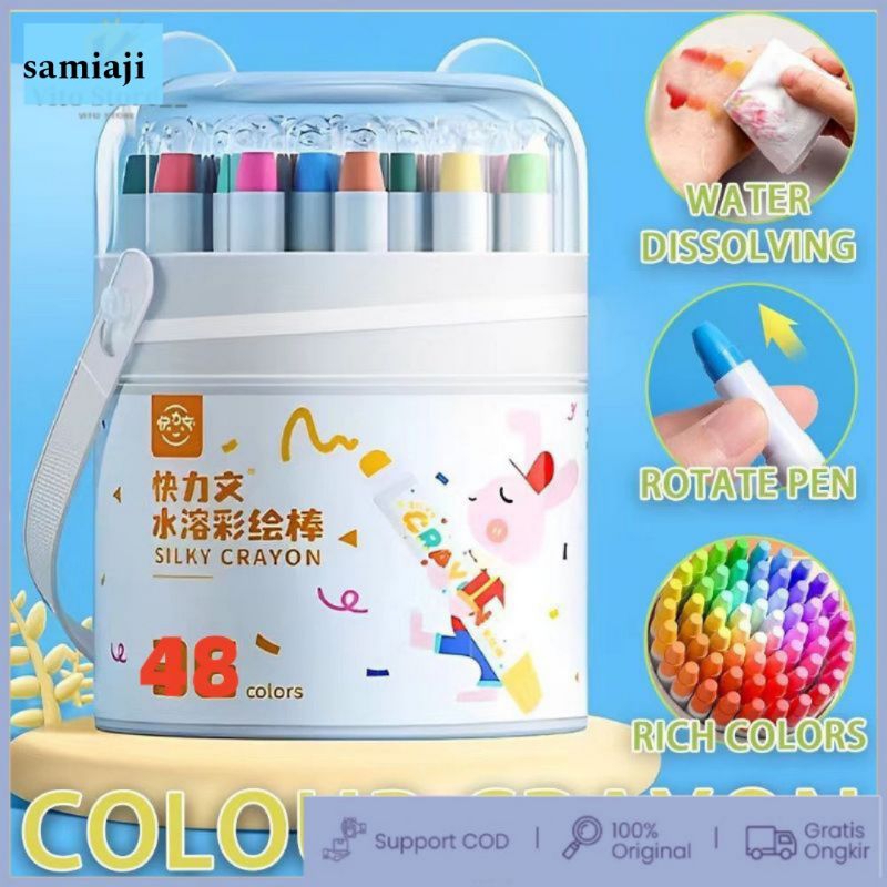 

Washable Silky Crayon 24 36 48 Warna Cerah Colorful Bucket Krayon Putar Mewarnai Alat Pensil Spidol Warna pack pak Set Anak Wipe and Clean Tangan bersih Kado Hadiah Anak Ultah Ulangtahun Ulang tahun
