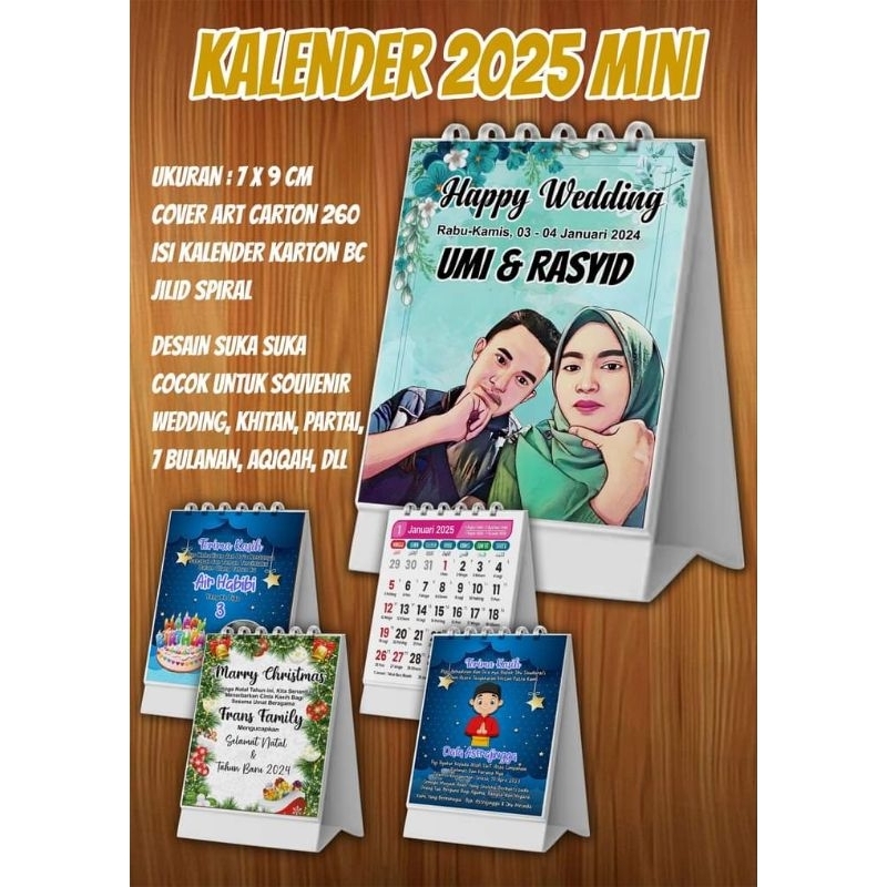 

kalender 2025 duduk mini custom desain suka suka bisa pakai Poto/logo sendiri cocok untuk souvenir acara dan promosi usaha
