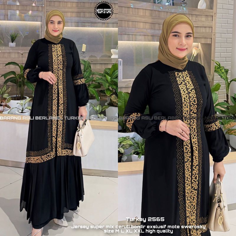 ABAYA TURKI HITAM BORDIR