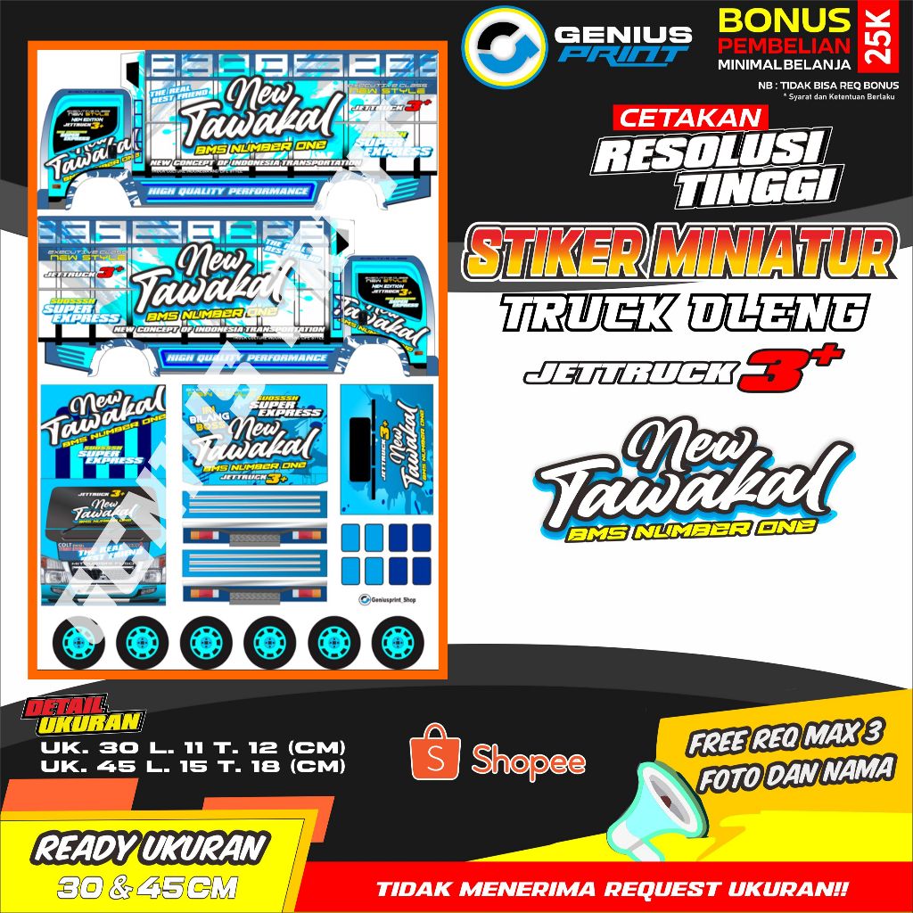 Stiker Miniatur Truk Canter Oleng New Tawakal | Juragan Lombok | Toy Stoty | Baong Cabe | HM Lombok 