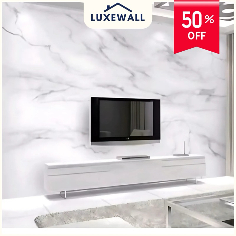 LUXEWALL Wallpaper Dinding VPC Premium Motif Putih Marble