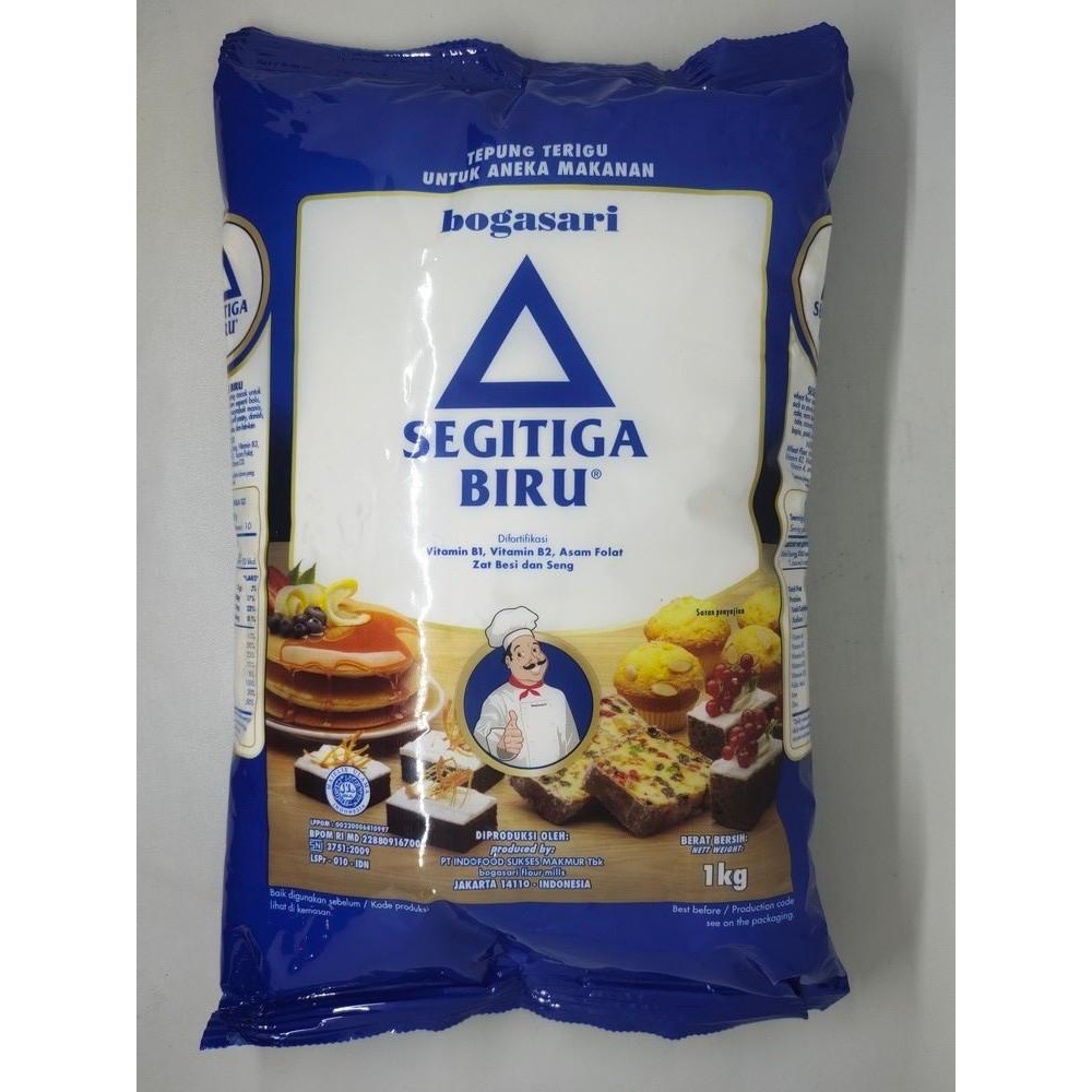 

Tepung Terigu Cap Segitiga Biru 1 kg (Repack) untuk Makanan / Gorengan / Kue