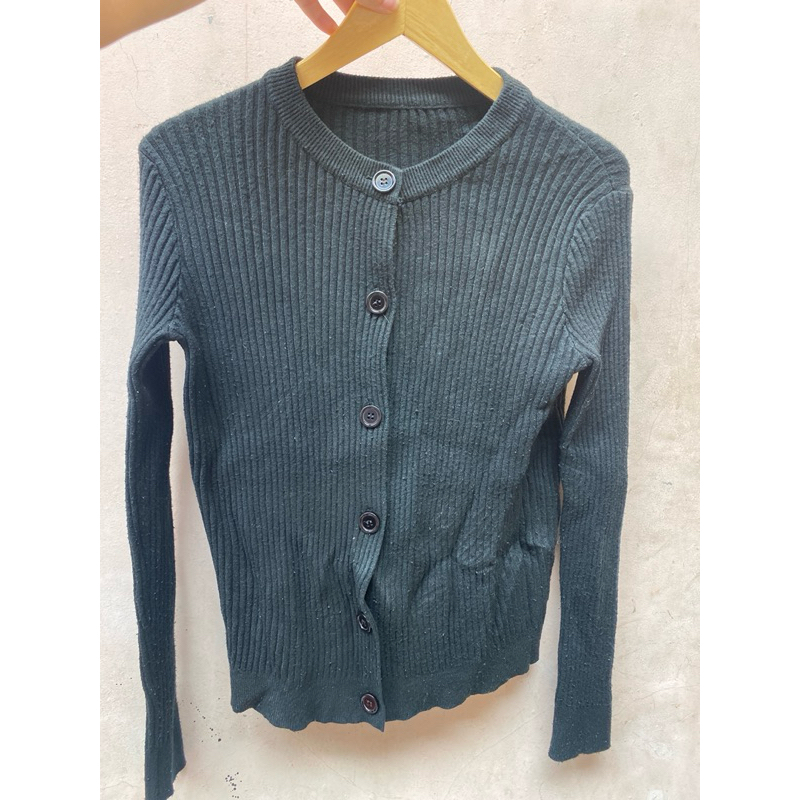 cardigan rajut lidi preloved / cardigan hitam lidi preloved