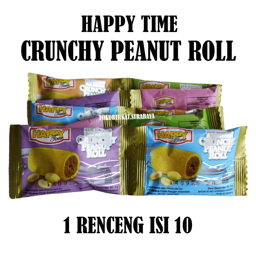 

HAPPY TIME CRUNCHY PEANUT ROLL KUE KACANG RENCENG ISI 10