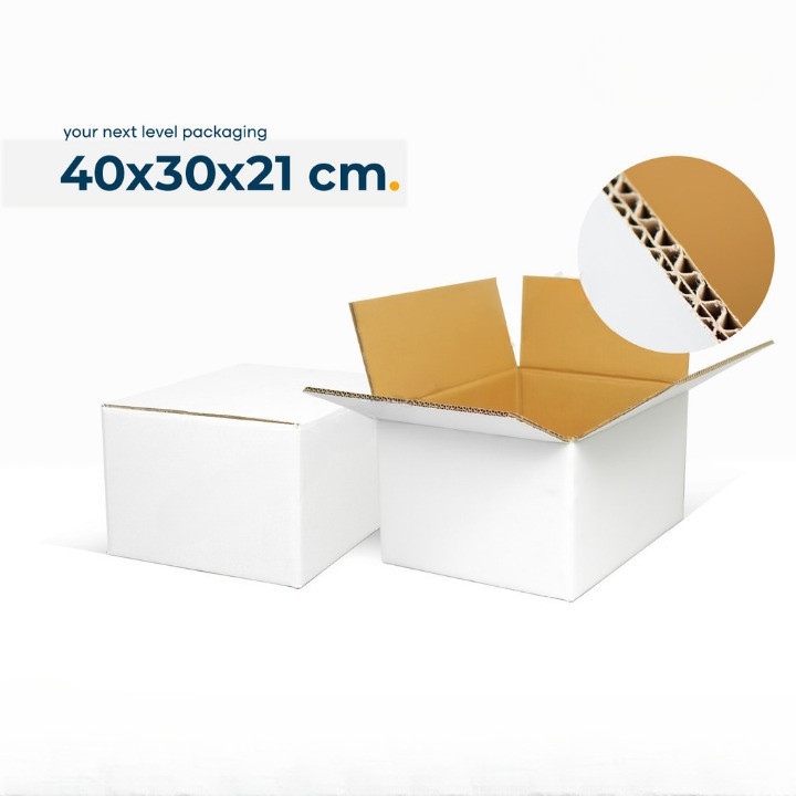 

(5 Pcs)Kardus Packing Doublewall 40x30x21 Cm Box Hampers Oleh-Oleh Dus Sembako Putih Coklat Polos