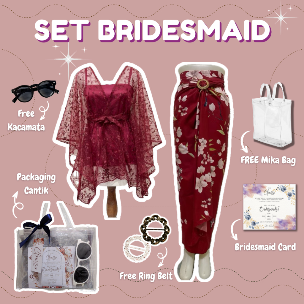 RED SERIES Set Bridesmaid Rok Lilit Batik & Outer Tile Premium