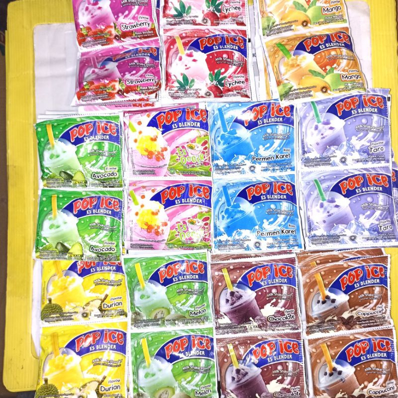 

POP ICE SACHET RENCENG ALL VARIANT Es Blender Renteng Minuman Serbuk Rasa-Rasa ISI 10