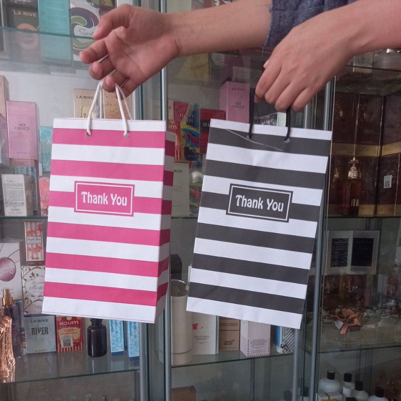 

Paper Bag Thank You Motif Garis Strip Salur GoodieBag