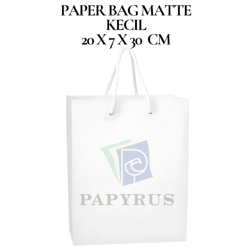 

PAPER BAG POLOS / HAMPERS BAG / GOODIE BAG / SOUVENIR BAG / TAS KADO POLOS / GIFT BAG / PAPER BAG MATTE DOFF KECIL PUTIH 20 CM X 7 CM X 30 CM