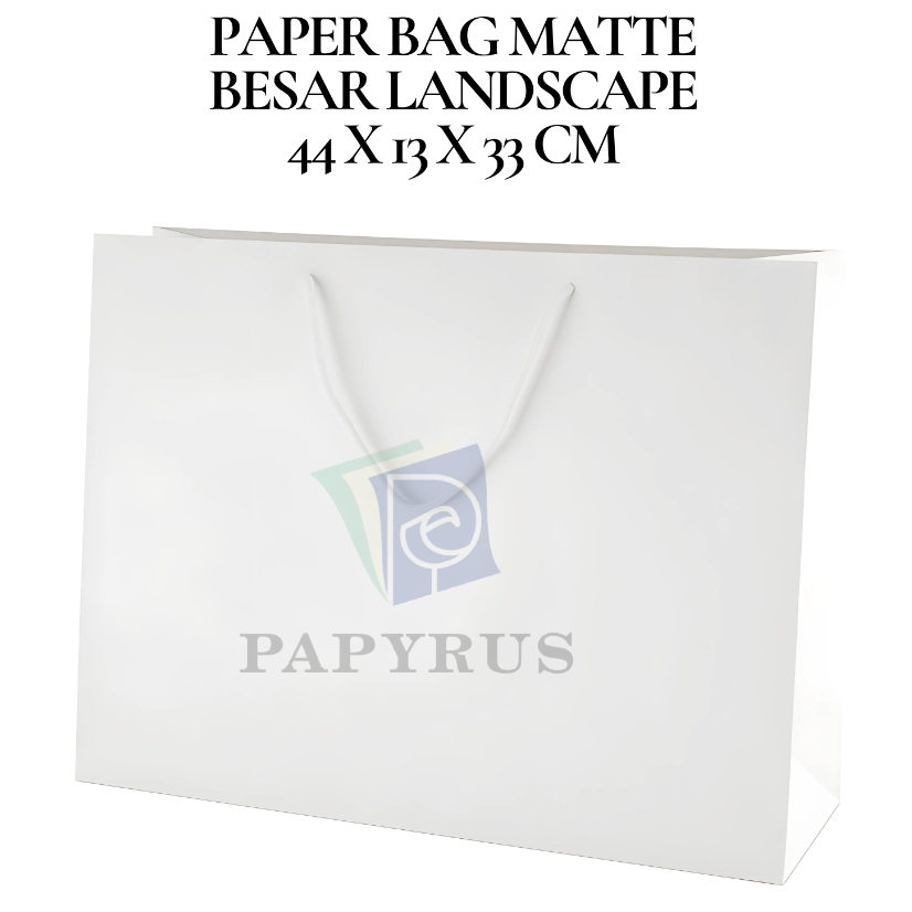

PAPER BAG POLOS / HAMPERS BAG / GOODIE BAG / SOUVENIR BAG / TAS KADO POLOS / GIFT BAG / PAPER BAG MATTE DOFF BESAR LANDSCAPE PUTIH 44 CM X 13 CM X 33 CM