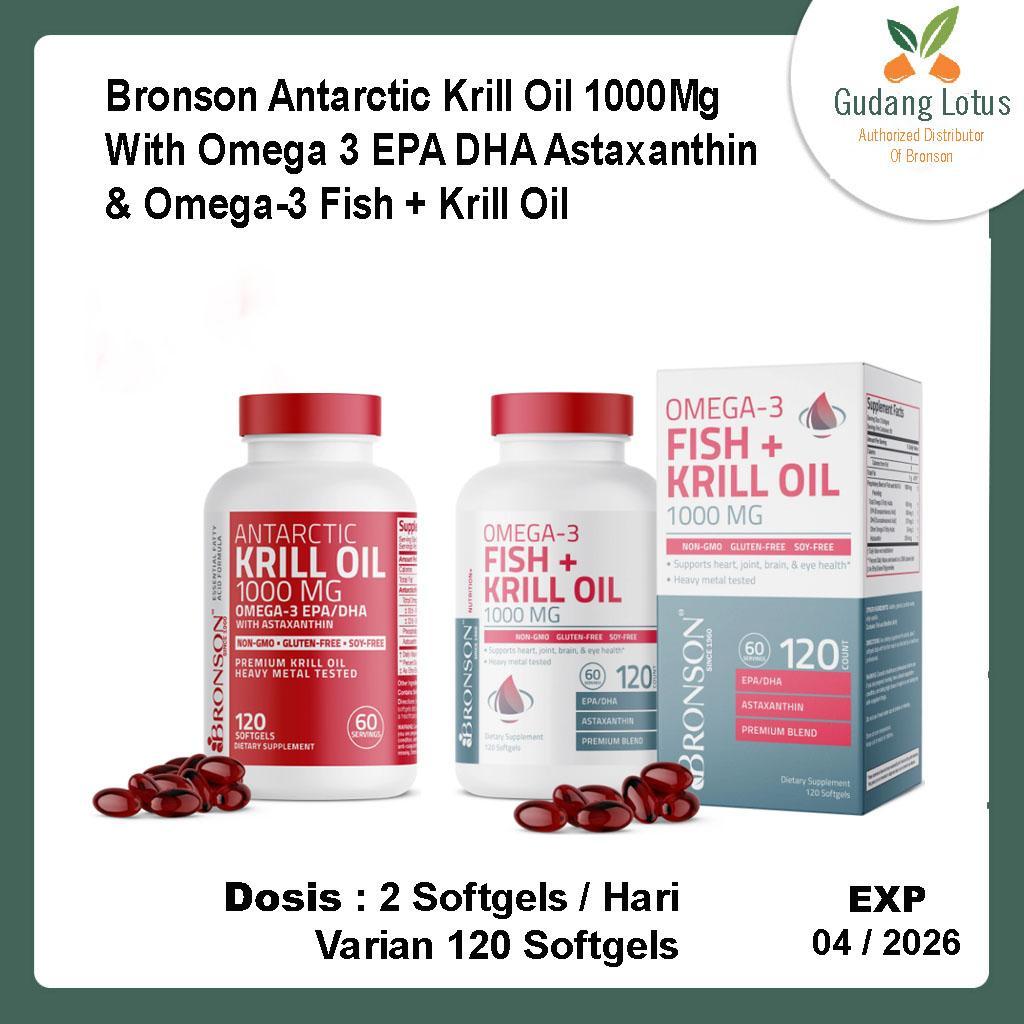 Bronson Antarctic Krill Oil 1000Mg With Omega 3 EPA DHA Astaxanthin OR Omega-3 Fish + Krill