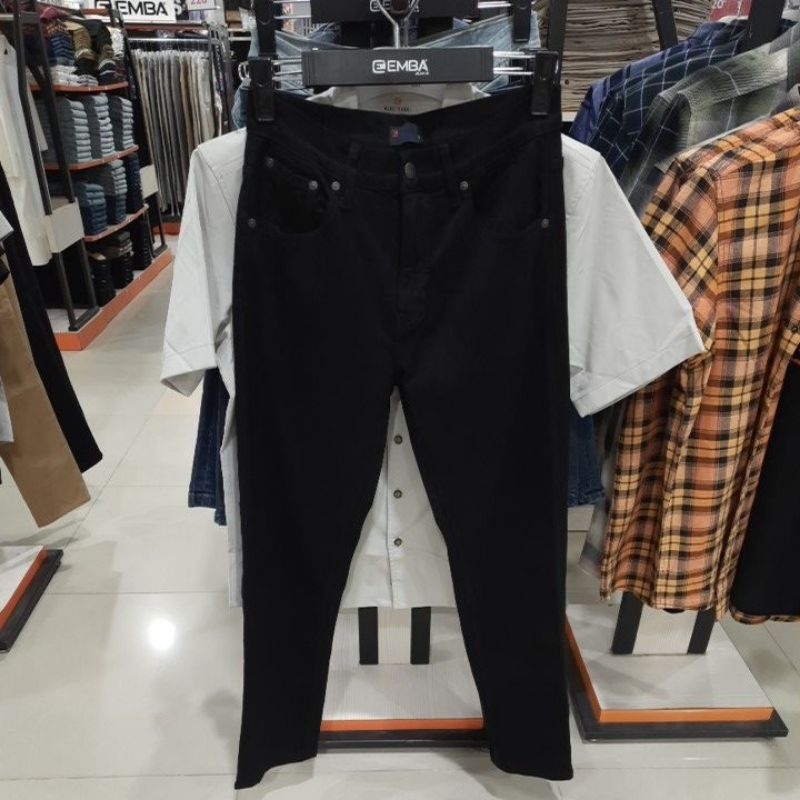 EMBA JEANS CELANA DENIM HITAM JET BLACK JORDAN REGULAR STRECTH MELLAR ORI |6181120132