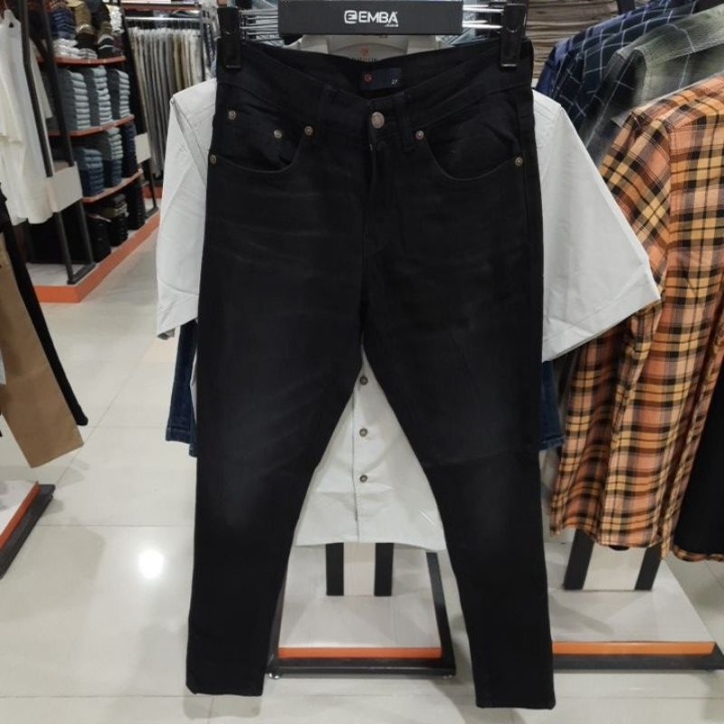 EMBA JEANS CELANA DENIM HITAM HS TUA STEADY JIMREGULAR STRETCH ORI|6163140199