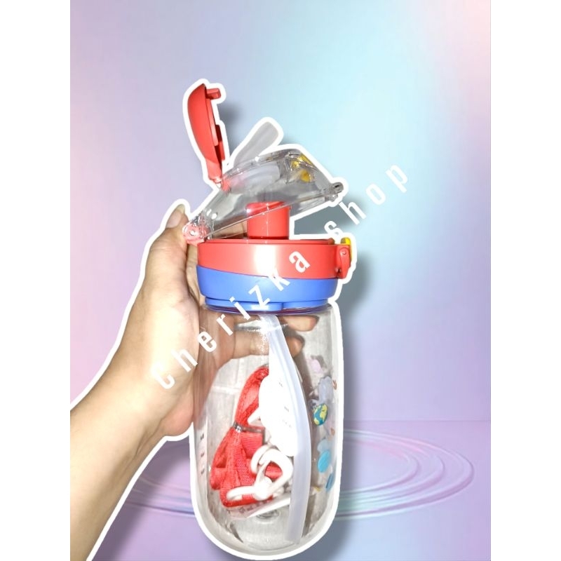(cherizka shop) botol minum anak perempuan anak laki-laki 550ml 2in1 tali panjang BPA FREE botol min