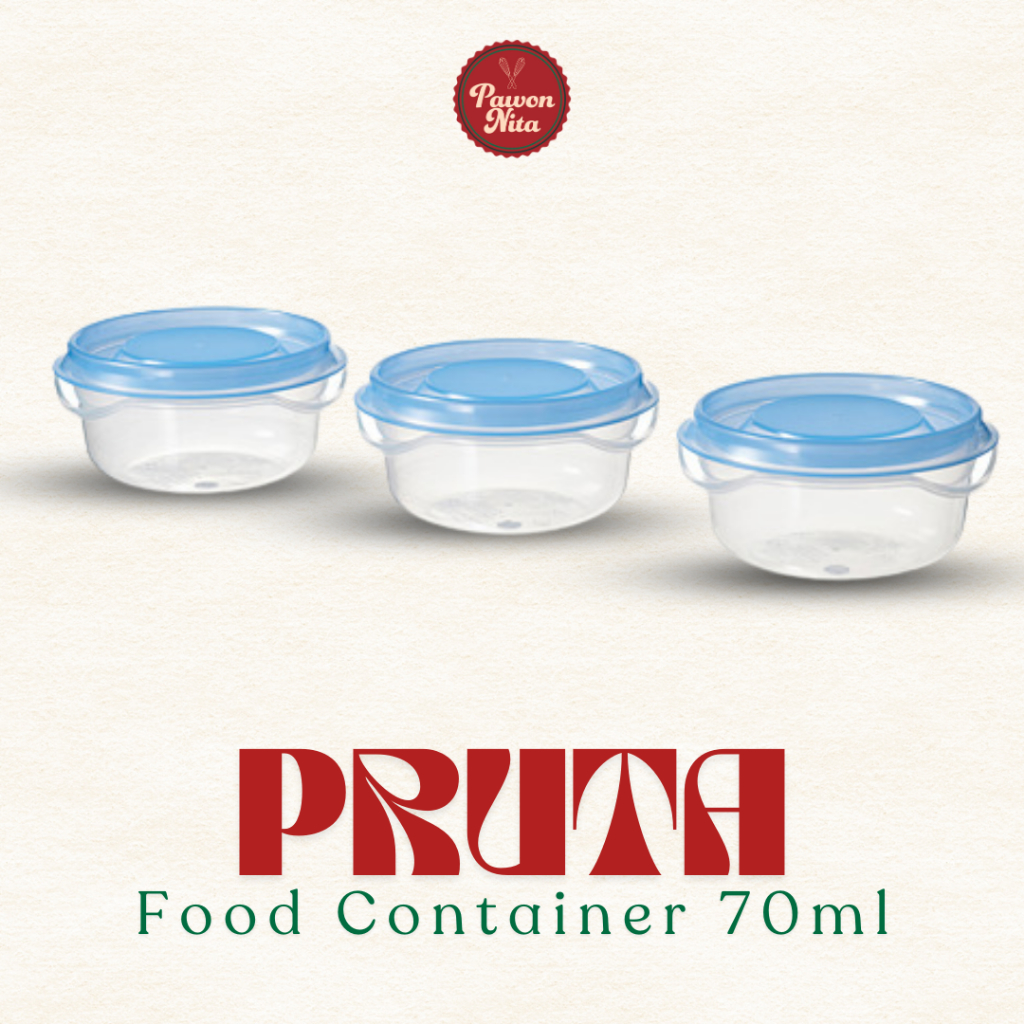 Container Mini Pruta 70ml | Tempat Sambal Bumbu Kecap Set Biru - Isi 3pcs