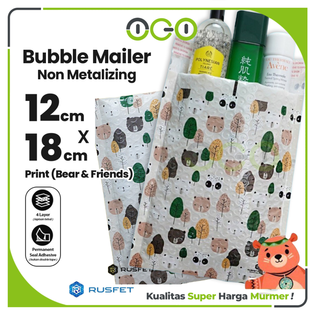 

Amplop Bubble Mailer Motif Bear & Friend 10 x 17 cm Harga Ecer Satuan / Amplop Packing Olshop Rusfet