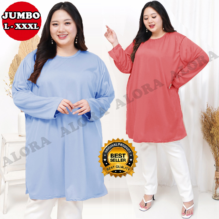 Hot Tunik Kaos Jumbo Polos - Tunik Kaos Wanita Polos Ld 120 Cm - Ld 130 Cm - Ld 140 Cm