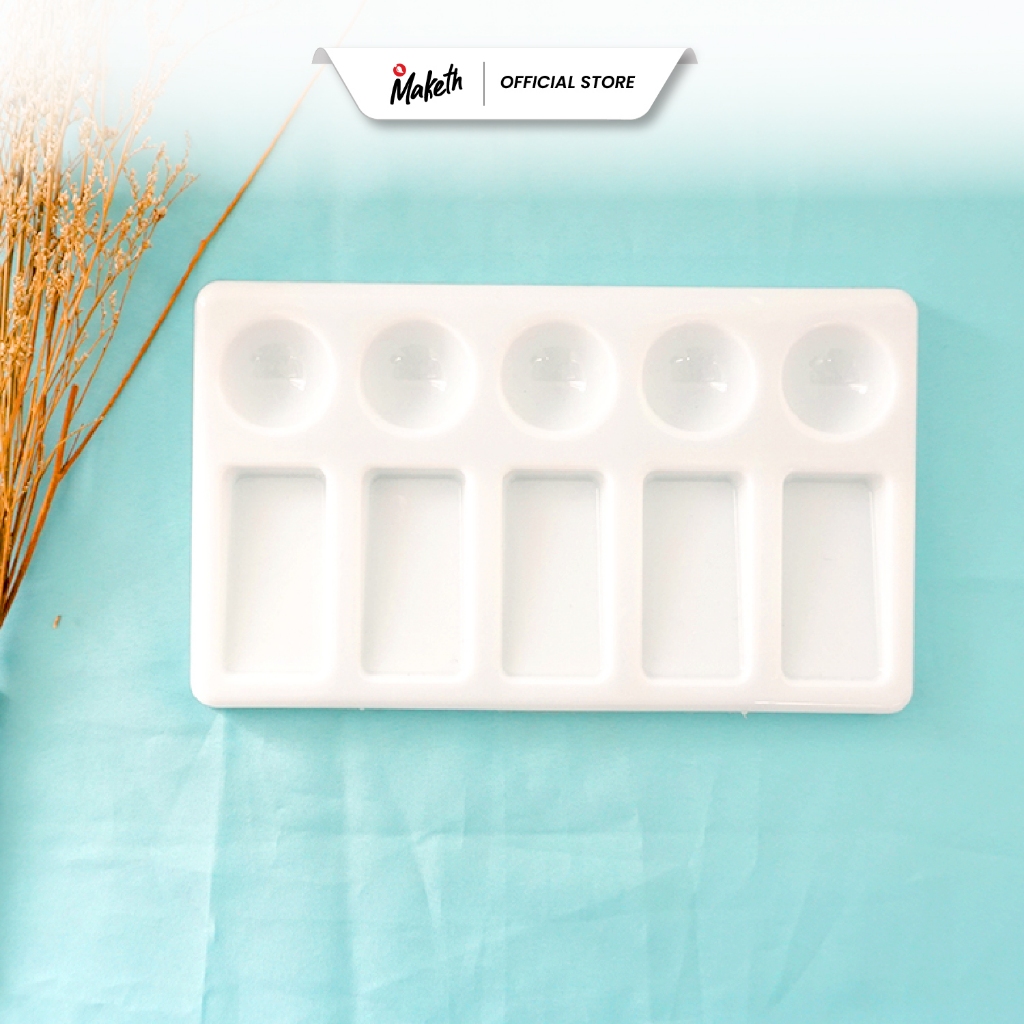 

Palet Lukis Kotak Putih Painting Palette Plastic Rectangle MAKETH 11 x 18 Cm