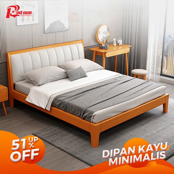 Red Sun Bed Dipan / Divan Tempat Tidur Mebel Modern Minimalis Kayu Solid