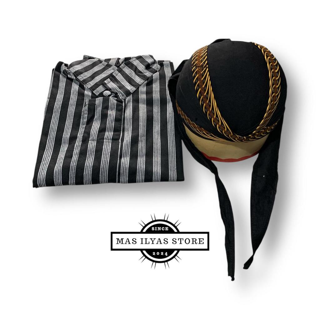 Baju Surjan Lurik Blangkon/Surjan Lurik Pria Dewasa/Baju Adat Jawa Jogja/Lurik Tradisional