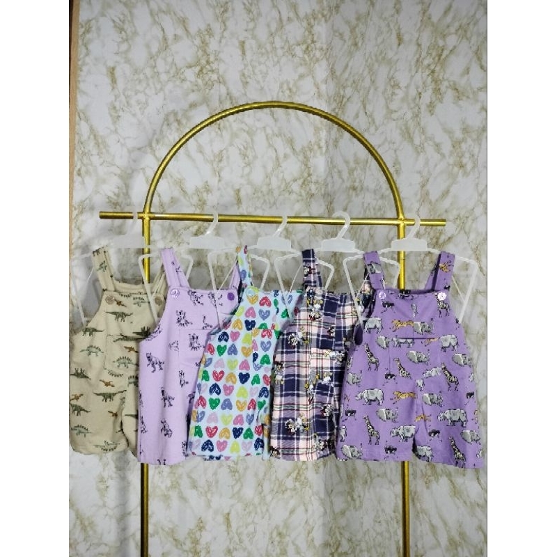 Baju kodok overall celana pendek anak unisex cewek cowok karakter kancing