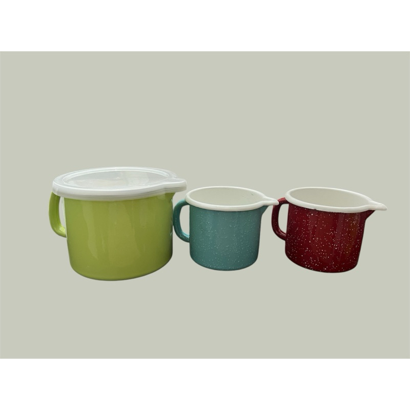 Gelas Takar Enamel / Mug Enamel / Cangkir Enamel Tutup / Panci Enamel Kedaung