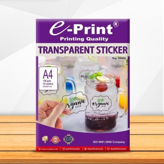 

Kertas Stiker Transparan Ukuran A4 150gsm 10lembar e-Print