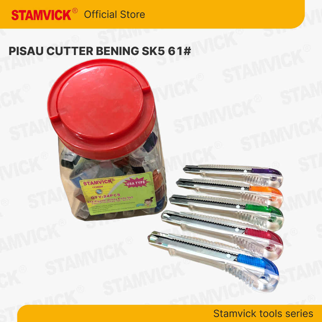 

Pisau Cutter Besar Stamvick Bening / Cutter Stainless SK5 #61