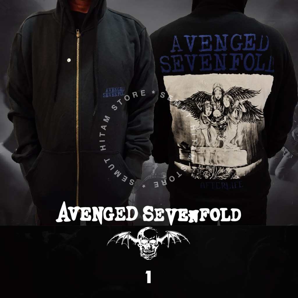 Jaket Jumper Hoodie Zipper AVENGED SEVENFOLD AFTERLIFE Band Musik Metal Prapatan Rebel Heaven Hell