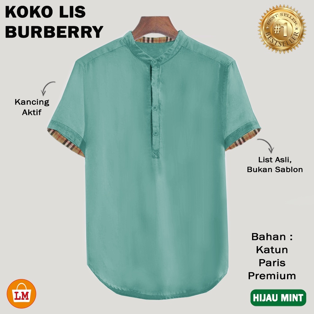 ABRAR - BAJU KOKO KATUN AYAH BAPAK BAPAK MUSLIM KATUN ADEM PREMIUM LIST MODEL GARIS BURBERY LENGAN P