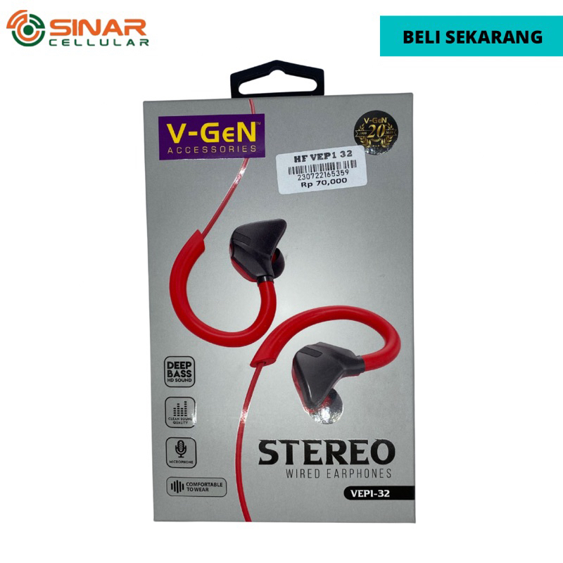HEADSET STEREO WIRED EARPHONE V-GeN