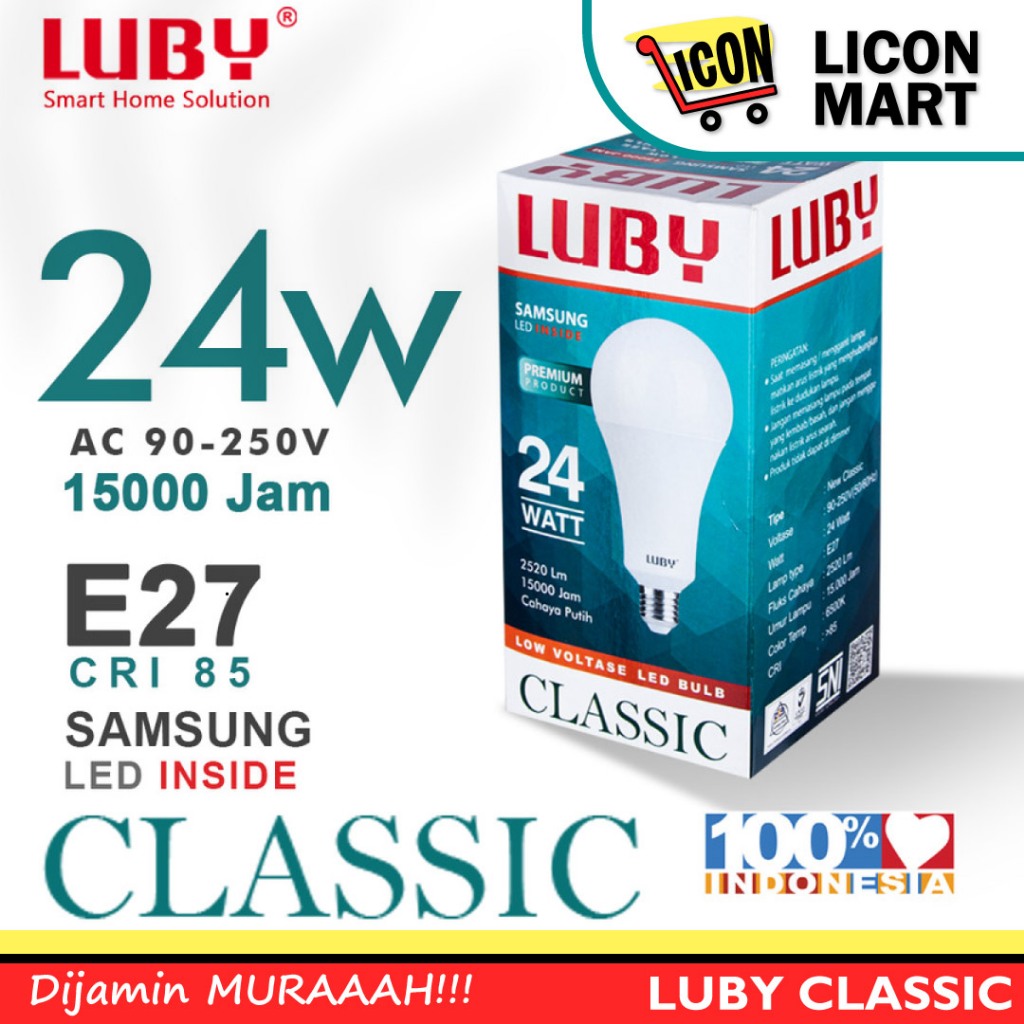 LUBY CLASSIC 24 WATT / LAMPU BOHLAM LED KUNING / LAMPU BOHLAM LED PUTIH