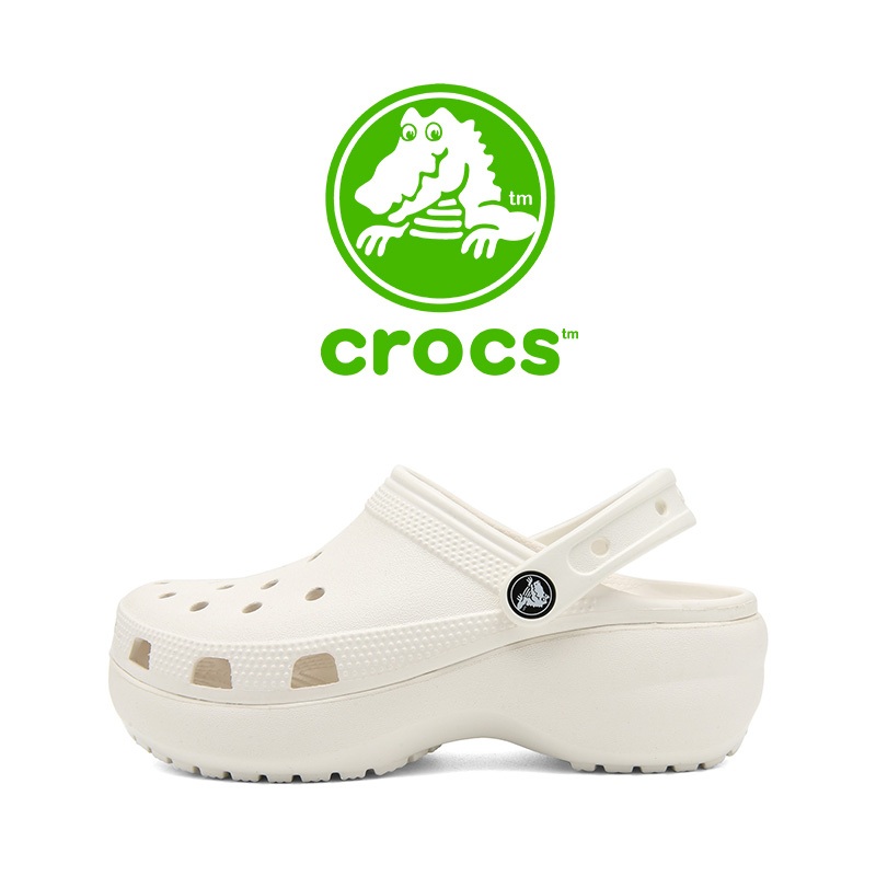 100% Ori Crocs Crush Wanita Sandal Crocs Unisex Classic Clog Crocs Platform-White