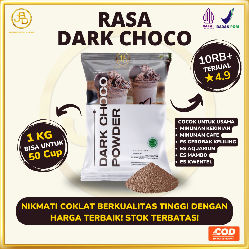 

Bubuk Minuman Premium DARK CHOCOLATE -Jakarta Bubble Drink | BPOM&HALAL